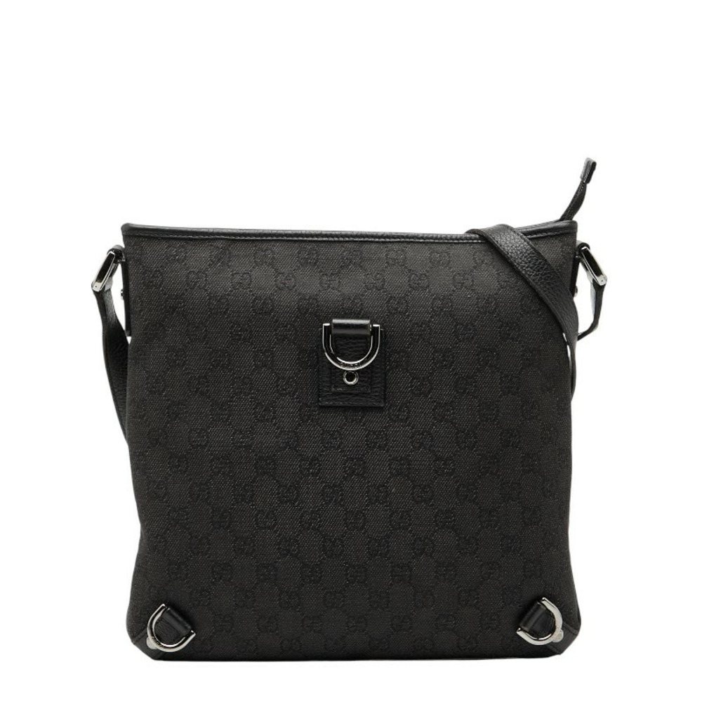 Gucci GG Canvas Abbey Crossbody Shoulder Bag Black Leather